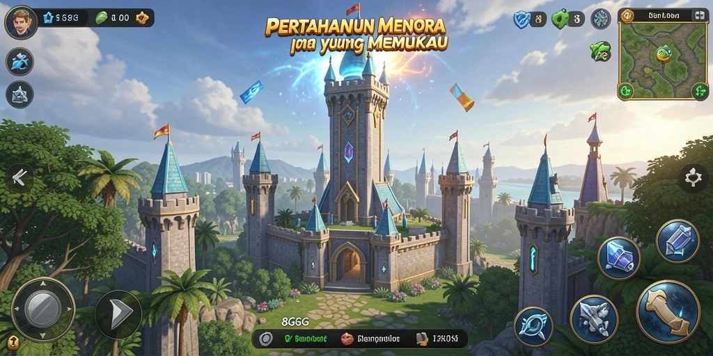Tampilan gameplay Tower Defense yang seru dan mendebarkan.