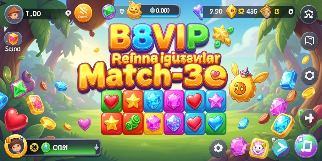Tangkapan layar gameplay B8VIP yang menampilkan tantangan Match-3.