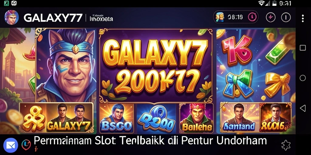 Menampilkan gameplay GALAXY77 yang mengasyikkan dengan berbagai slot.