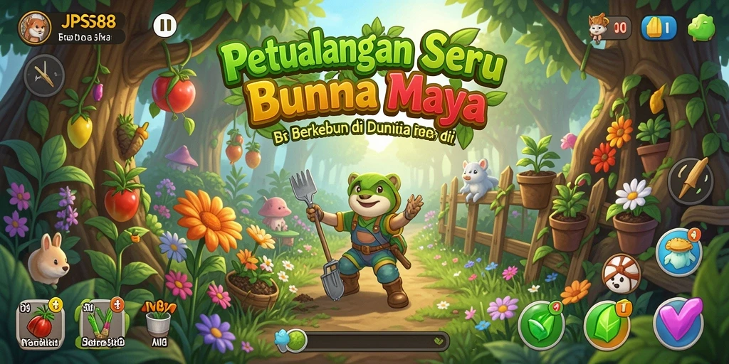 Screenshot gameplay JPS88 menampilkan petani yang sedang merawat kebun.