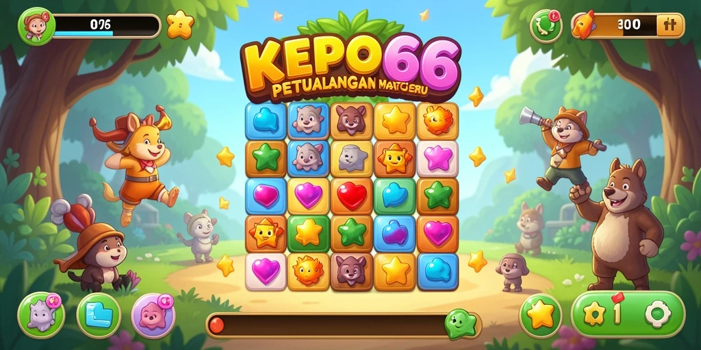 Tangkapan layar gameplay KEPO66 menampilkan keseruan mencocokkan elemen.