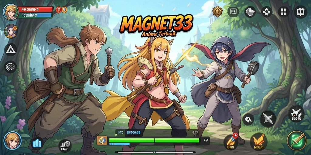 Screenshot gameplay MAGNET33 menampilkan karakter anime beraksi.
