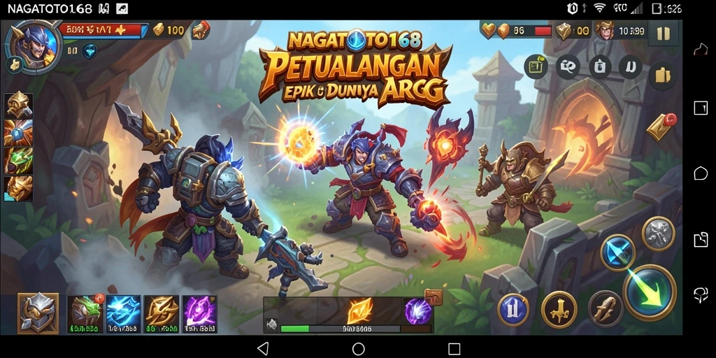 Screenshot NAGATOTO168 menampilkan aksi epik pertempuran karakter ARPG.