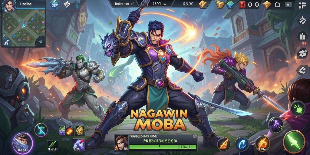 Screenshot gameplay seru NAGAWIN dengan aksi pertarungan epik.