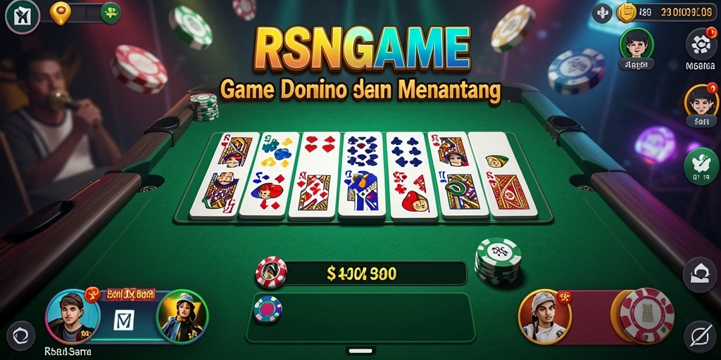 Screenshot utama RSNGAME menampilkan gameplay Domino yang seru dan interaktif.