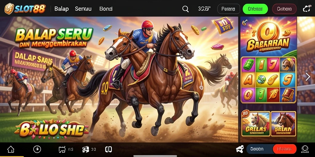 Screenshot utama <strong>SLOT88</strong> menampilkan aksi balapan yang intens dan penuh kecepatan.